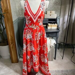 Vince Camuto Summer Fun City Chic Whimsical Vibrant Floral High-Low Dress Sz 6